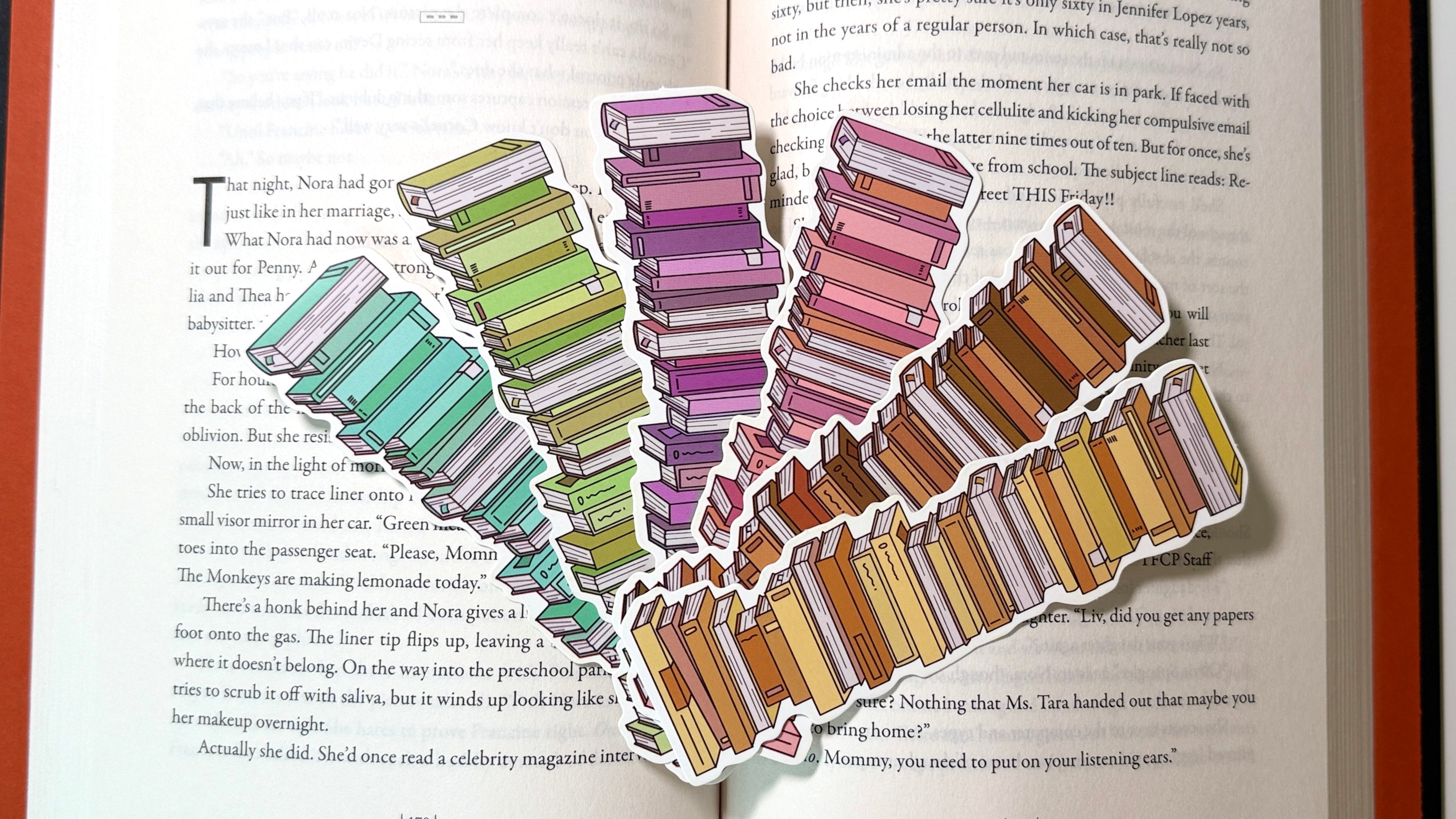 Book Stack Shaped Bookmark Set for Reading & Journals