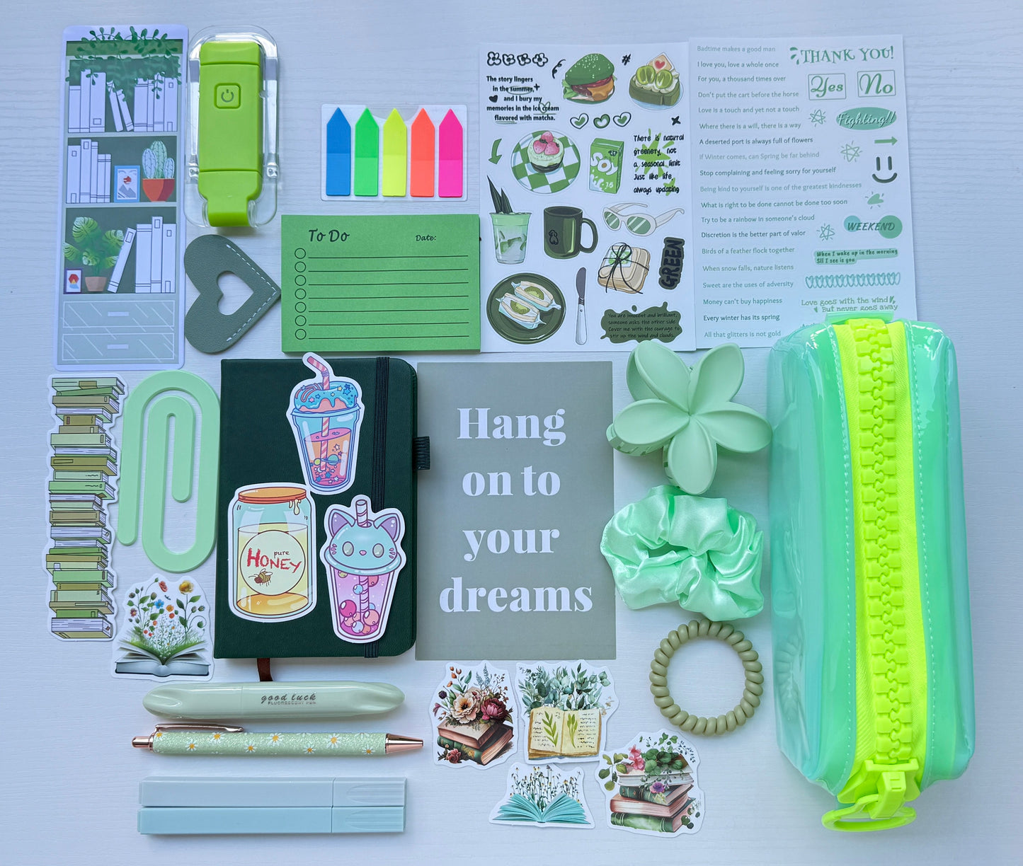 Minimal Elegant Gift Bundle – Green Matcha Stationery Set