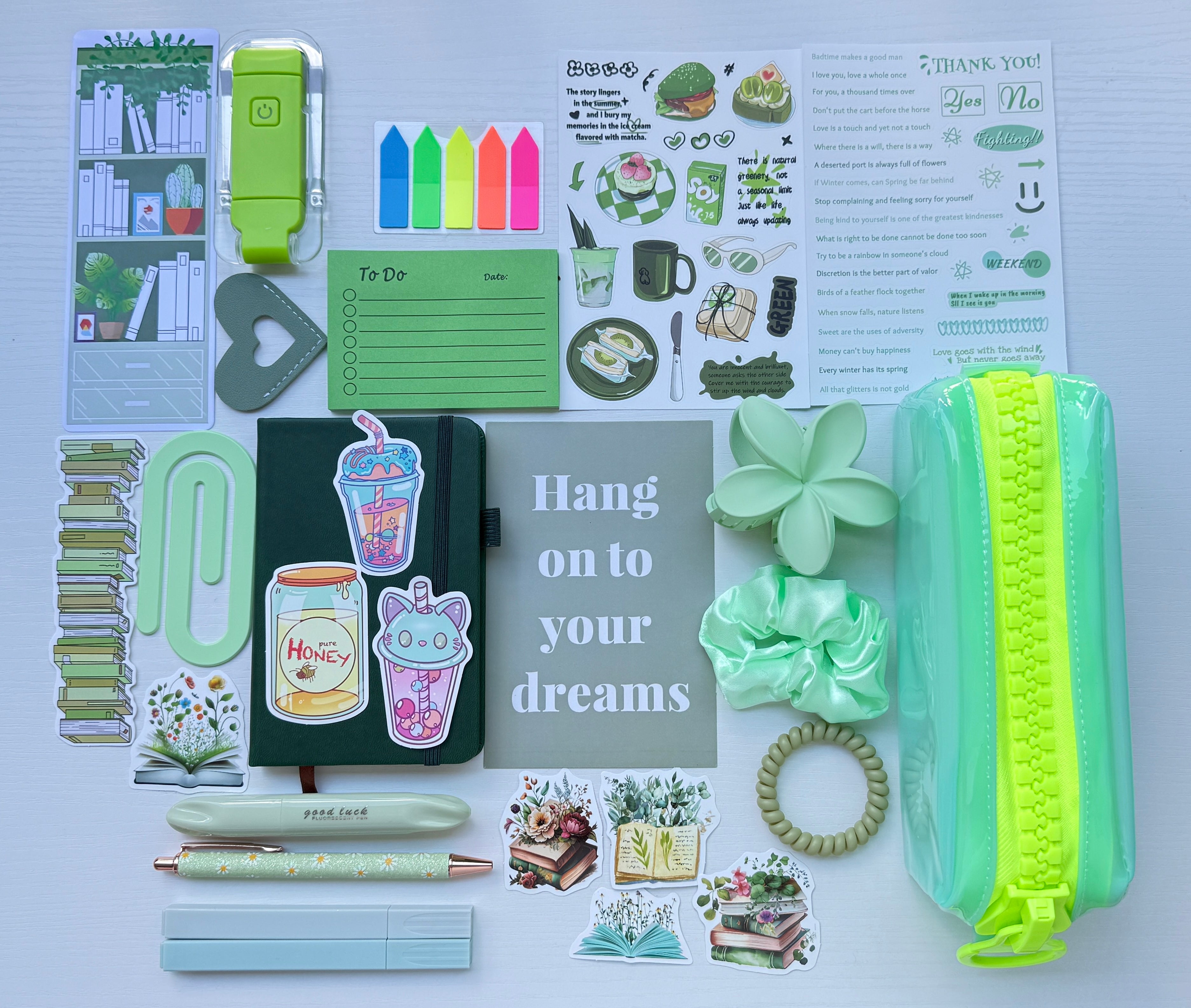 Minimal Elegant Gift Bundle – Green Matcha Stationery Set