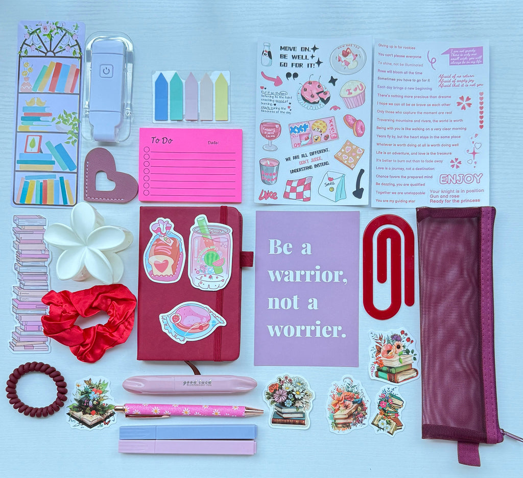 Aesthetic Gift Bundle – Red Wine Cozy Stationery Set