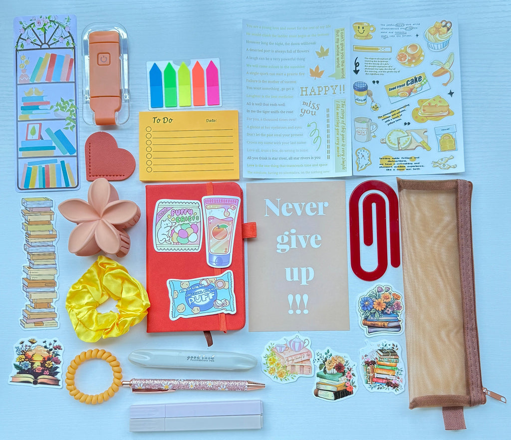 Aesthetic Stationery Bundle – Warm Orange Haze Cozy Gift