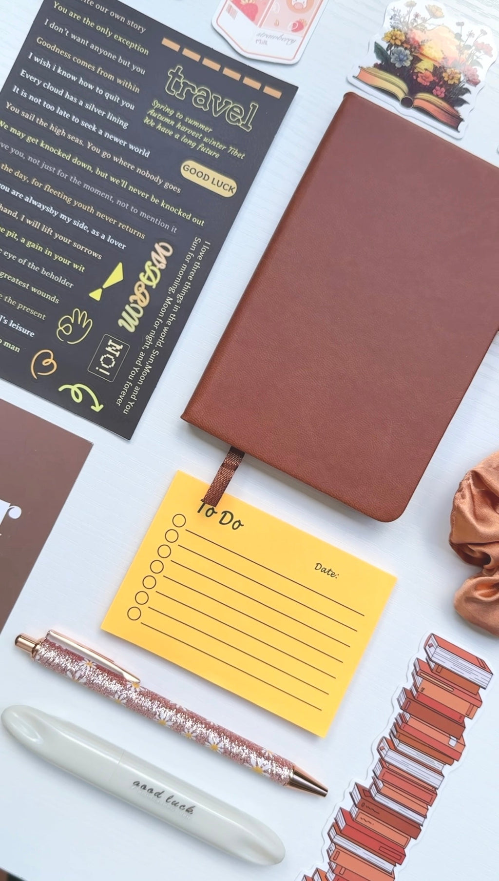 Soft Aesthetic Stationery Set – Caramel Whisper