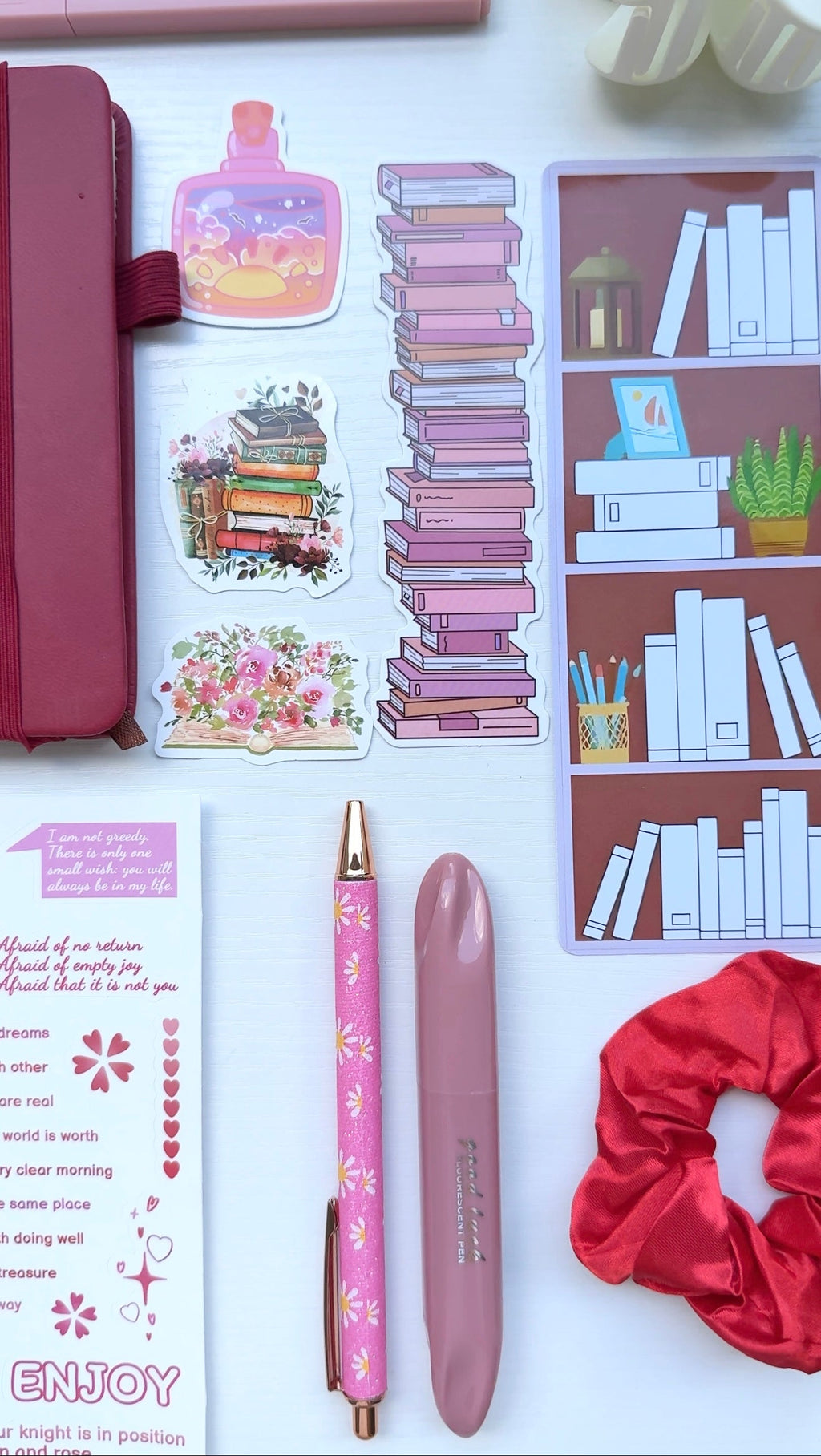 Aesthetic Gift Bundle – Red Wine Cozy Stationery Set