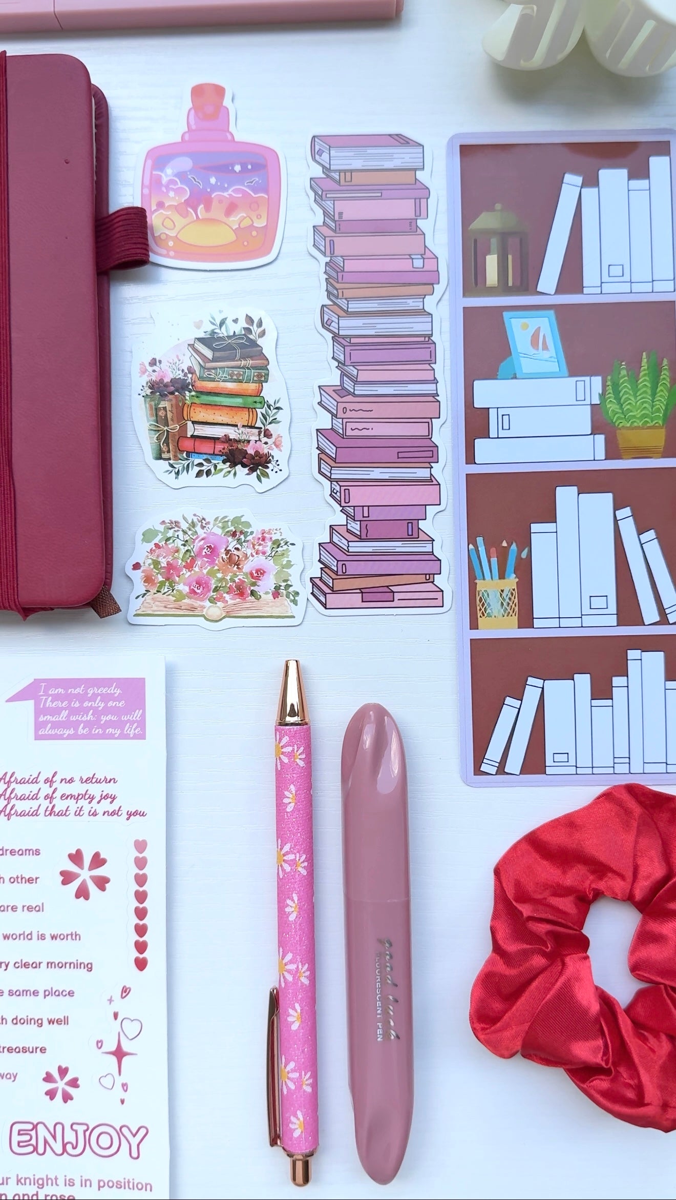 Aesthetic Gift Bundle – Red Wine Cozy Stationery Set