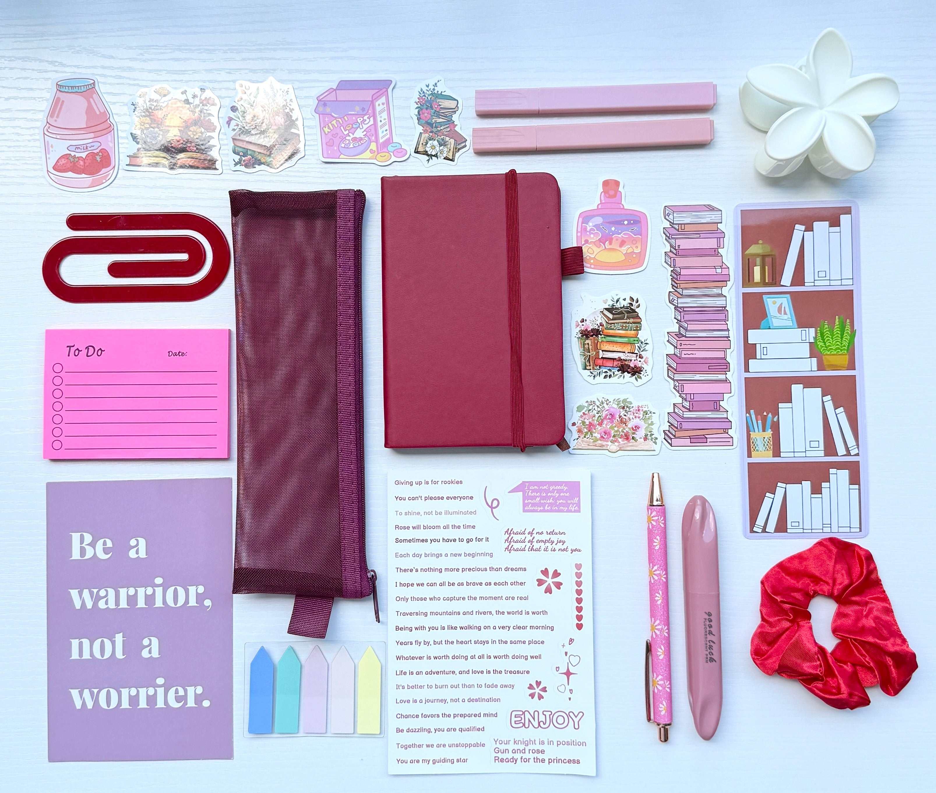 Aesthetic Gift Bundle – Red Wine Cozy Stationery Set