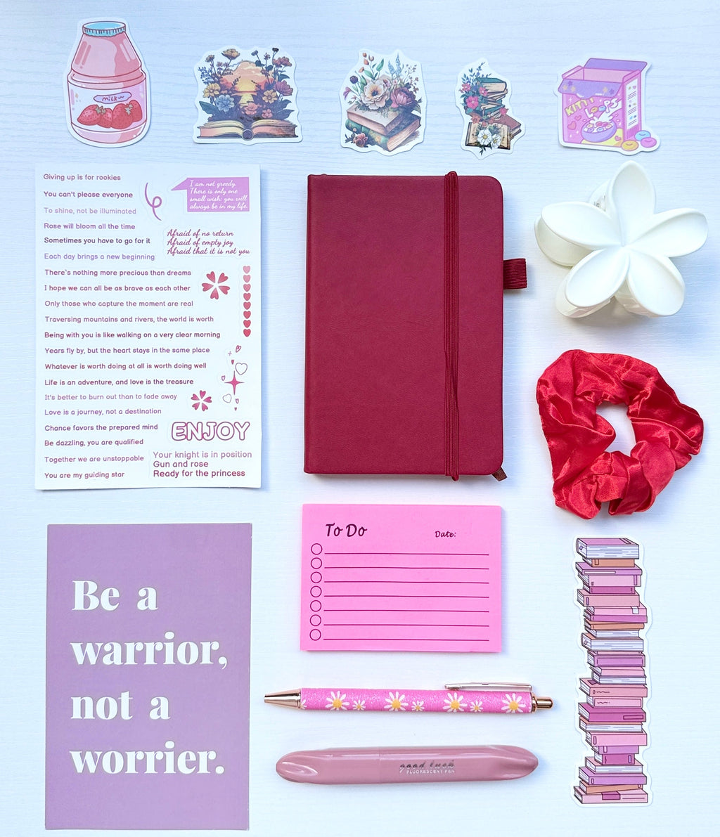 Aesthetic Gift Bundle – Red Wine Cozy Stationery Set