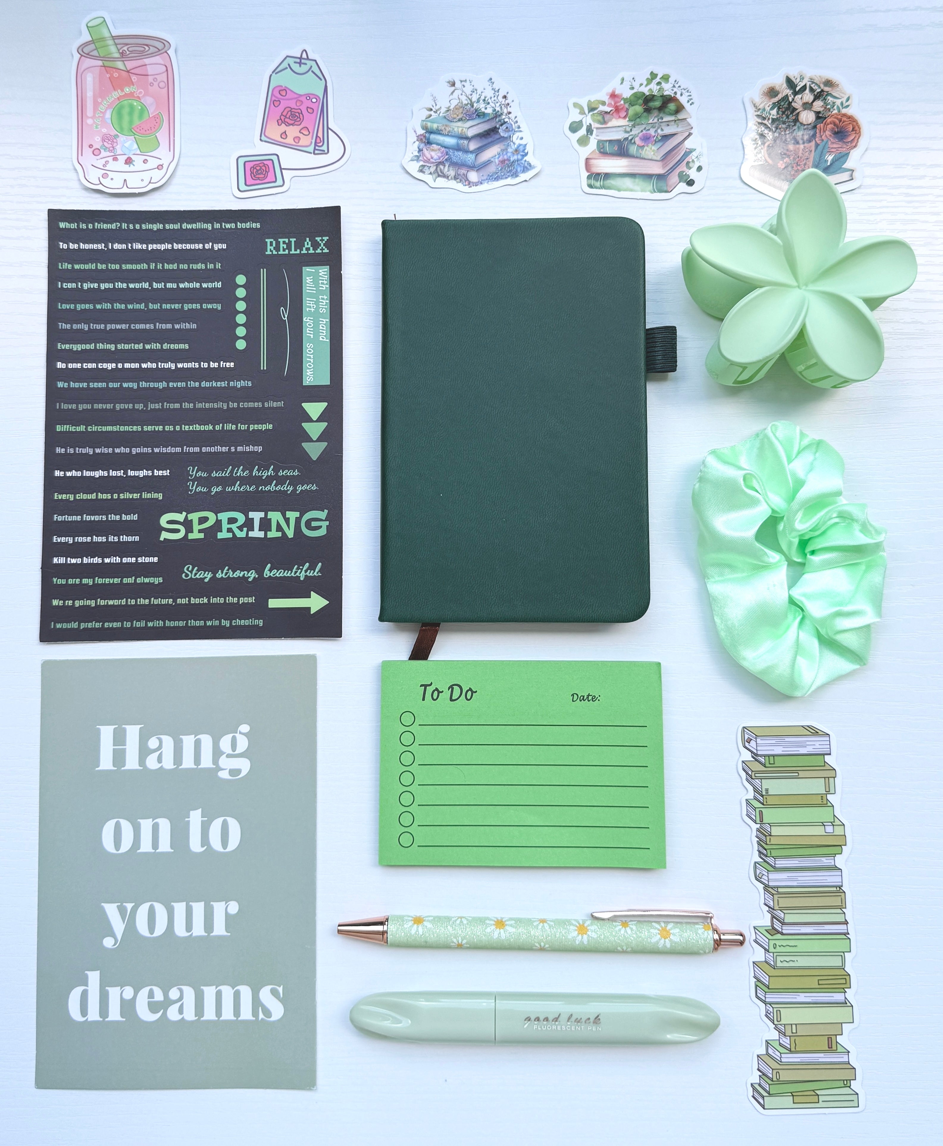 Minimal Elegant Gift Bundle – Green Matcha Stationery Set