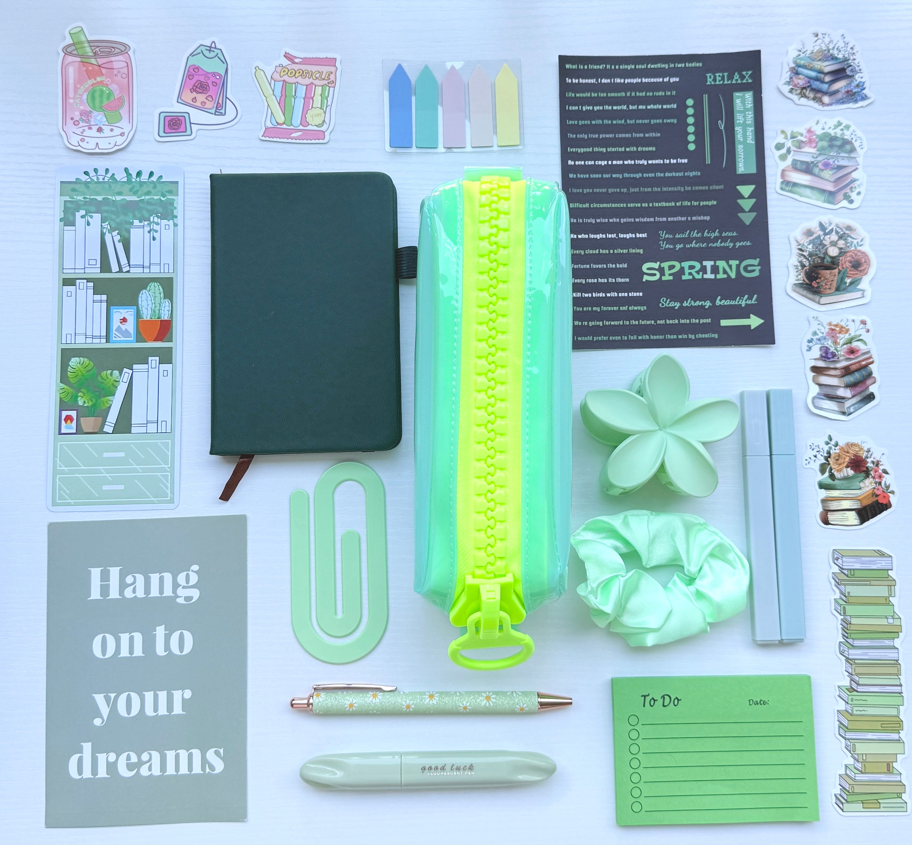 Minimal Elegant Gift Bundle – Green Matcha Stationery Set